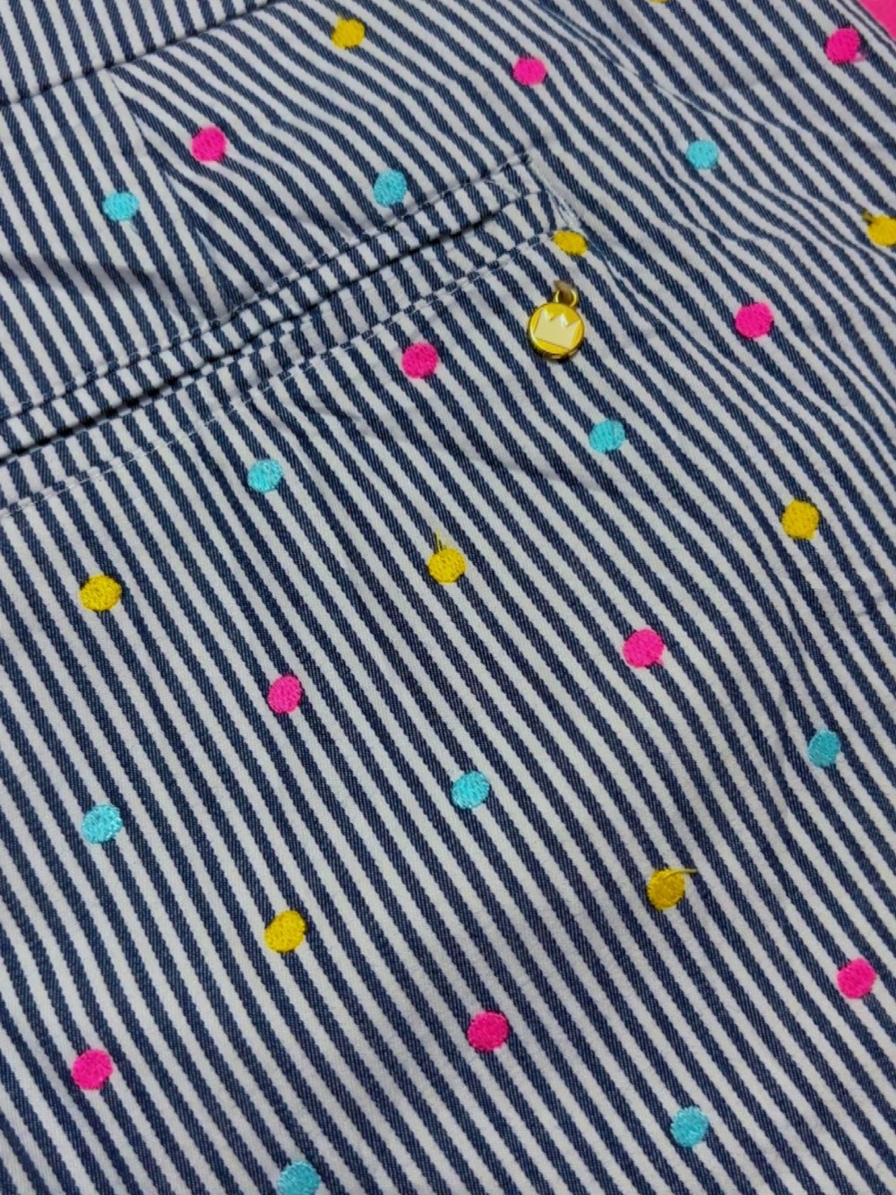 crown & ivy Navy Striped Shorts with Pink, Yellow, Aqua Dots